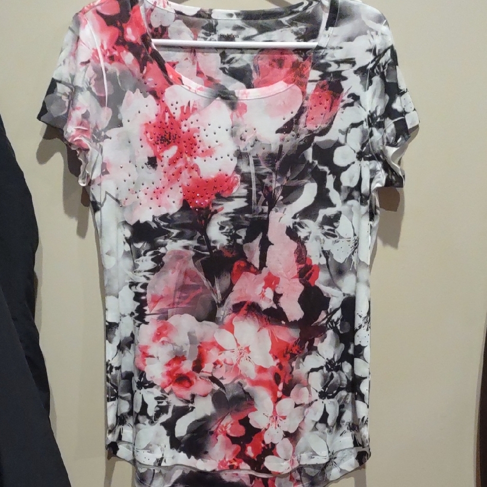 Floral Print Women's Top, Style & Company With Bling, M